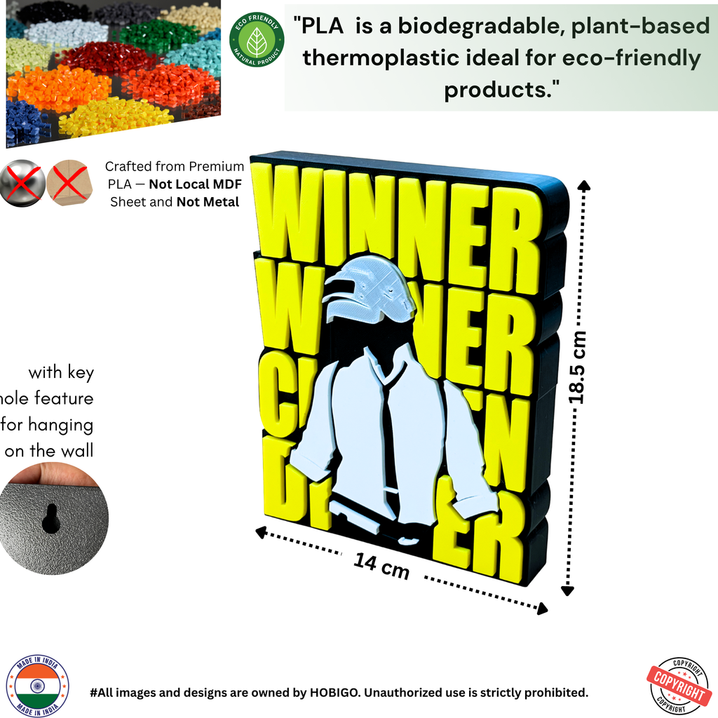 Pubg - Winner Winner Chicken Dinner Theme Table Top for Home Decor , Showpiece and Collectable