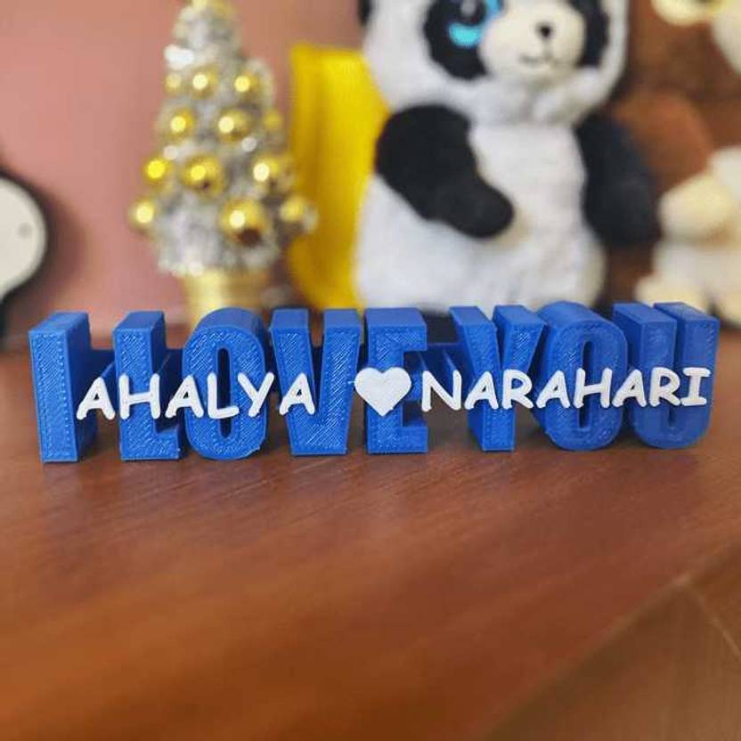 3d Printed I Love You Plank with your Loved One Name Decorative Showpiece  -  5 cm 