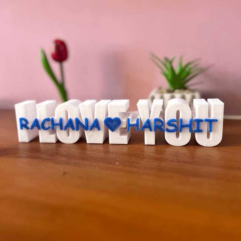 3d Printed I Love You Plank with your Loved One Name Decorative Showpiece  -  5 cm 