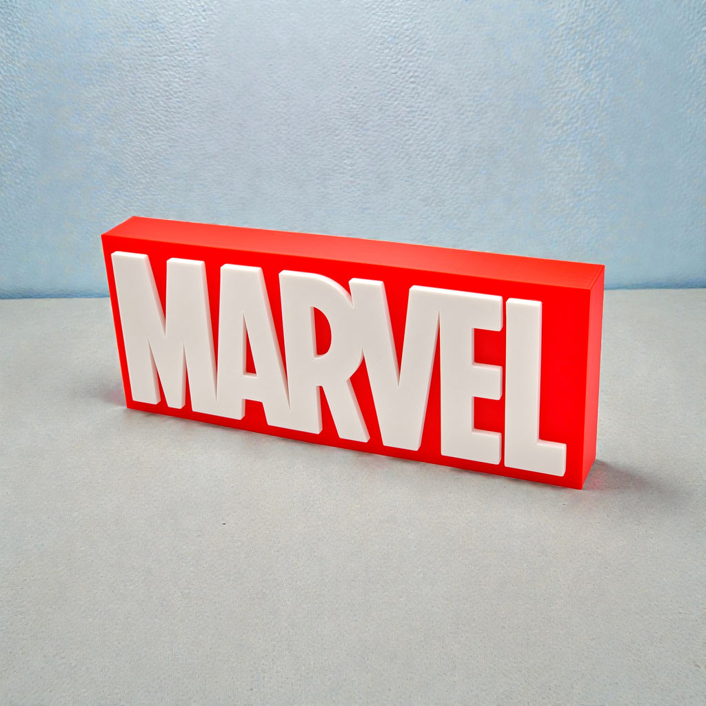 MARVEL 3D Logo Desk Decor - Plastic Tabletop Display for Home & Office