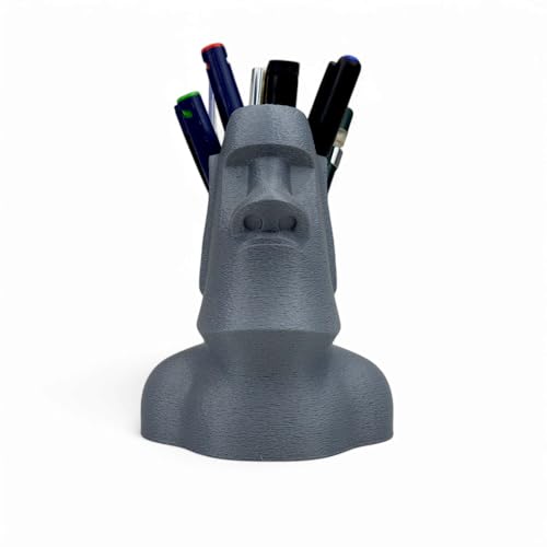 HOBIGO Moai Head Desk Organiser, Decorative Pen and Pencil Holder, Grey|B0DYPHYL5R
