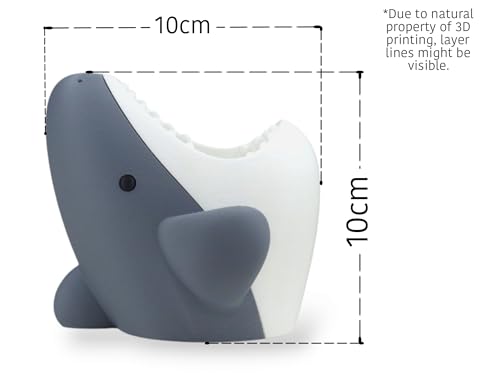HOBIGO Shark Theme Desk Pen Holder, Cute Plastic Table Organiser (GREY)|B0DY949WJW