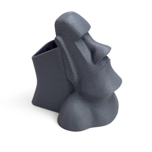 HOBIGO Moai Head Desk Organiser, Decorative Pen and Pencil Holder, Grey|B0DYPHYL5R