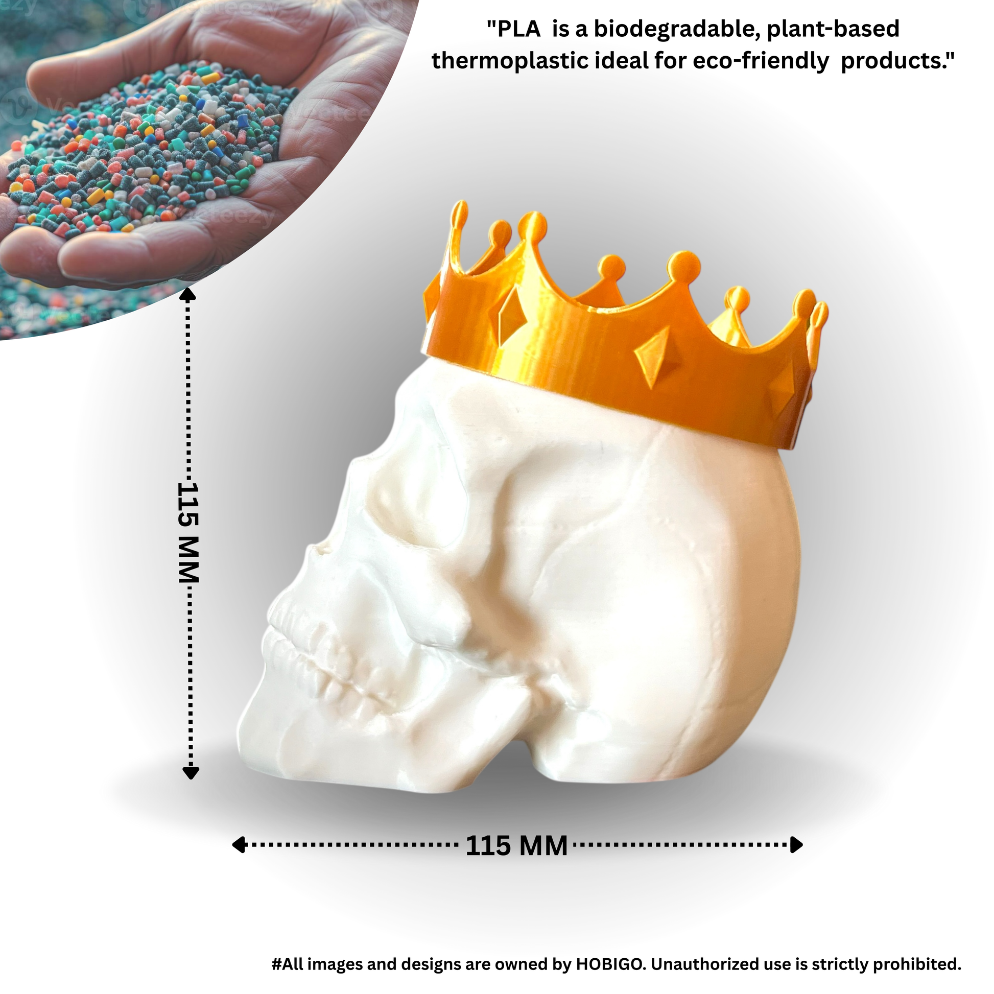 ROYAL KING'S SKULL PEN HOLDER, TRENDY DESK ORGANIZER, PLASTIC FUNKY PEN PENCIL HOLDER