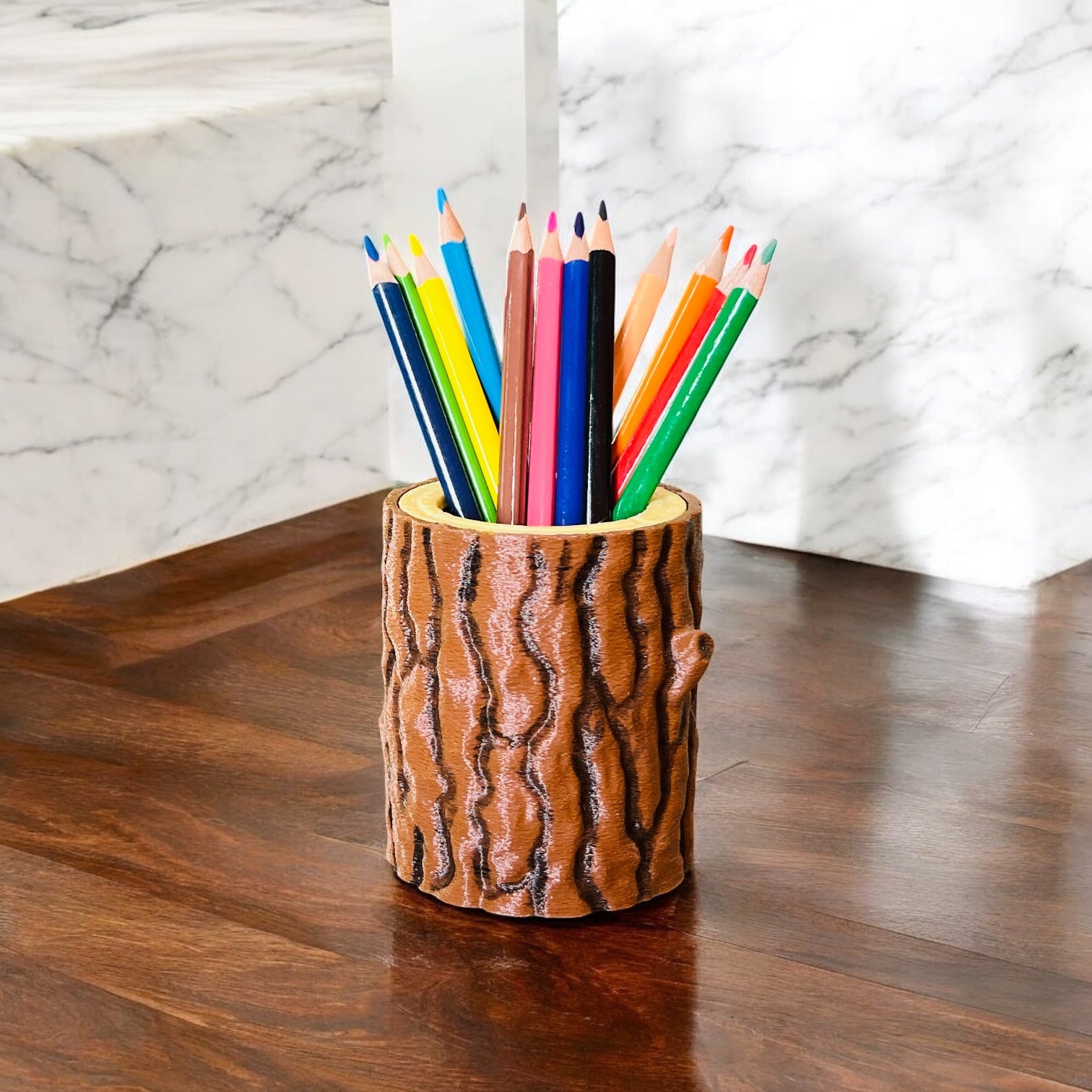 3D FUNKY WOODG LOG PENHOLDER, PLASTIC PENCIL HOLDER, SINGLE COMPARTMENT