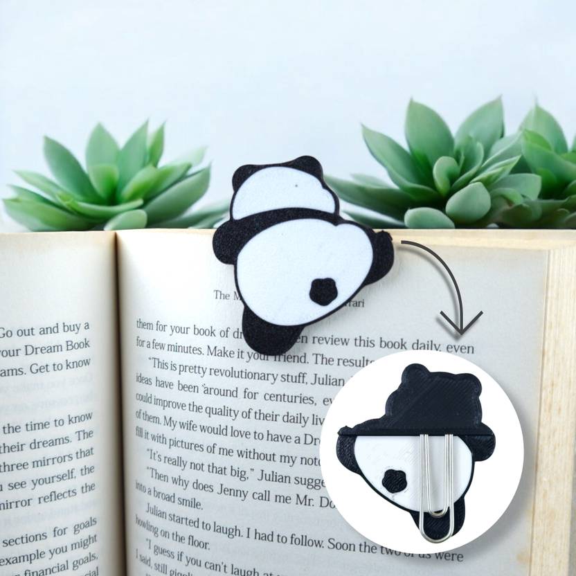 3D CUTE PANDAS, CLIMBING AND FALLING (PACK OF 2) Plastic Bookmark  