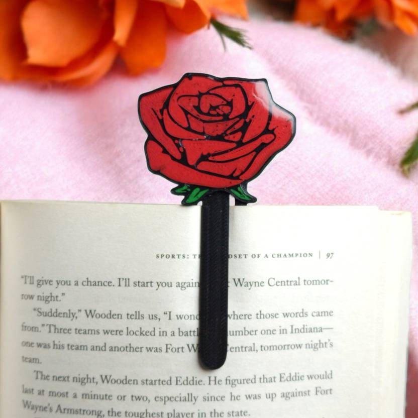 3D FLOWERS THEME BOOKMARK WHITE LOTUS, ROSE & ASTER Bookmark  