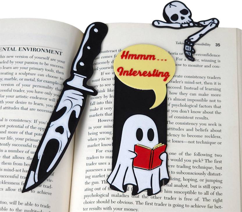 3D GHOST THEME BOOKMARK WITH PAPERCLIP