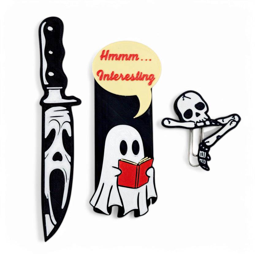 3D GHOST THEME BOOKMARK WITH PAPERCLIP