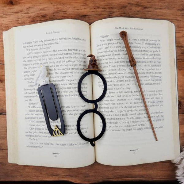 HP theme Funky PO3 Harry Potter Bookmark, Plastic Bookmark, Owl, Talking hat and Wand