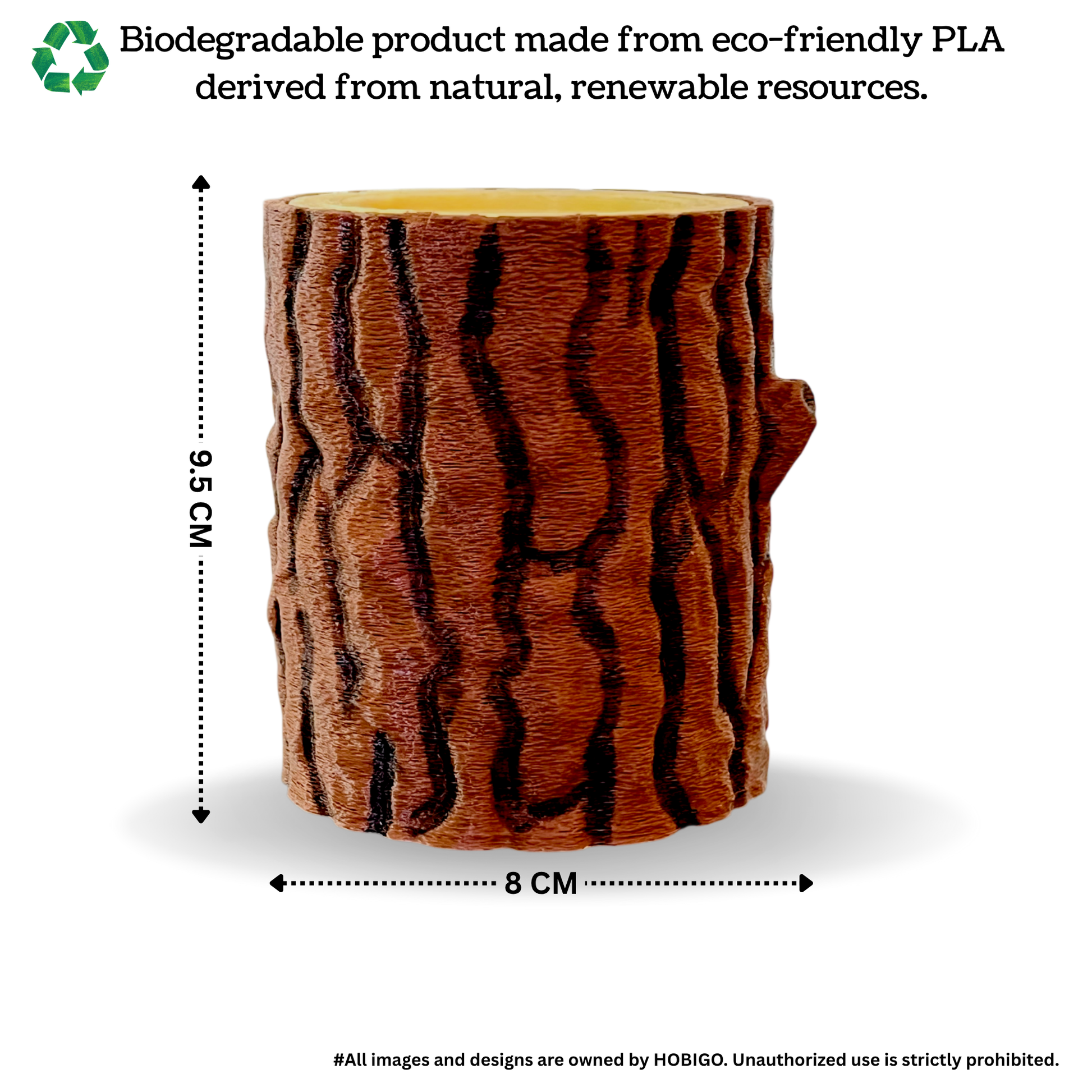 3D FUNKY WOODG LOG PENHOLDER, PLASTIC PENCIL HOLDER, SINGLE COMPARTMENT