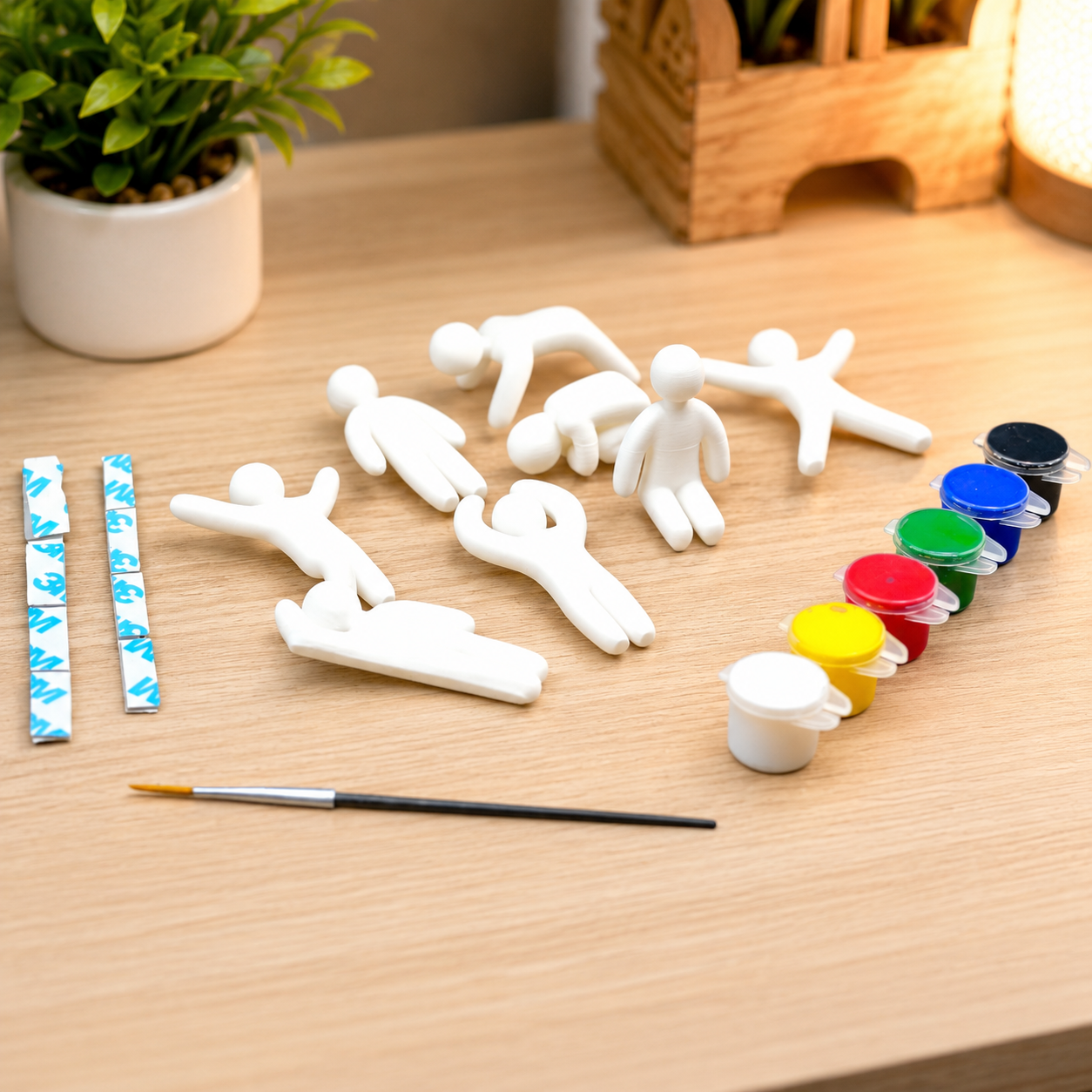 Meccha Chameleon DIY Dummy Painting Kit | 8 Blank Figures Combo | Paint, Brush & Adhesive Included | Kids Art & Craft DIY Set