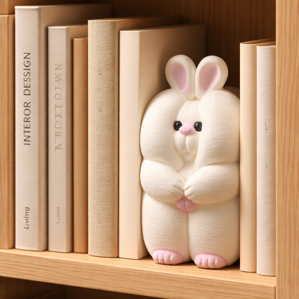 Shy Bunny Shelf Decor | Cozy Book Nook Accent