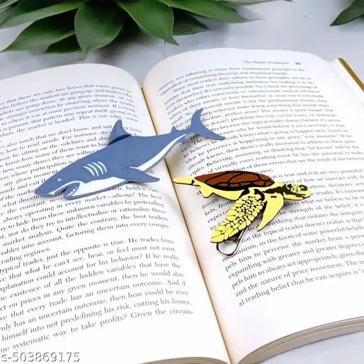 3D SHARK TURTLE THEME BOOKMARK WITH PAPER CLIP
