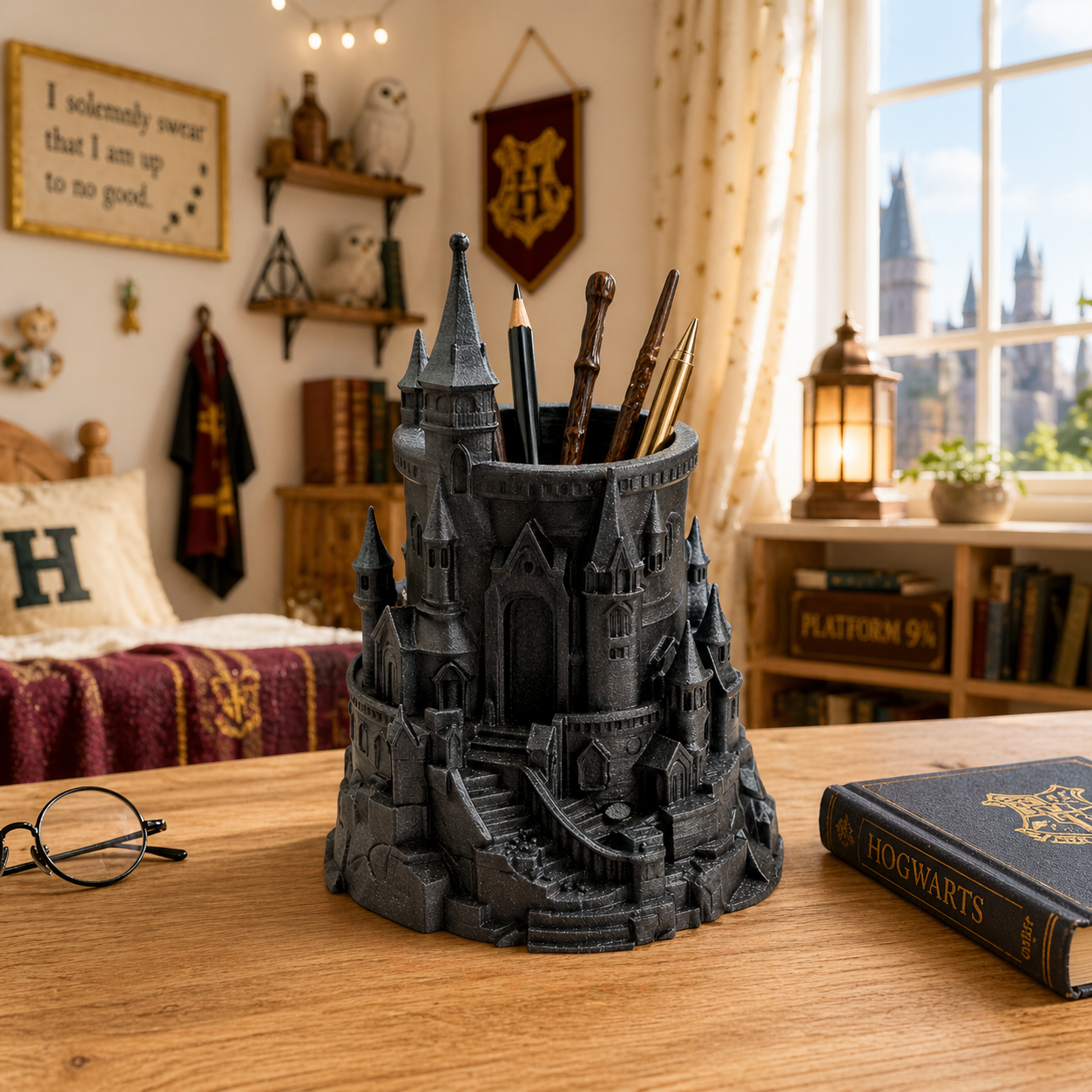 Harry Potter Inspired Wizard Castle Pen Holder | Magical Study Desk Decor | Unique Organizer