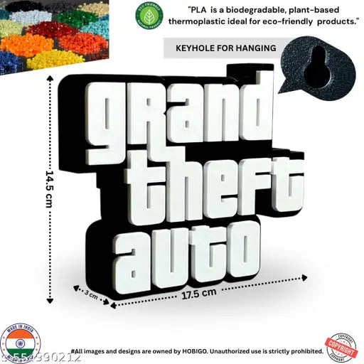 3D GTA Game Theme Logo Table Top | Grand Theft Auto Inspired Desk Showpiece