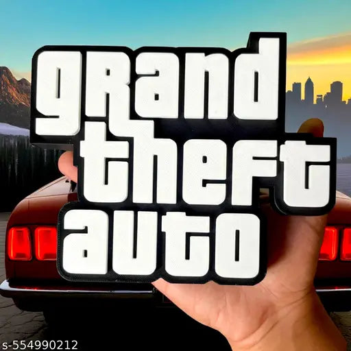 3D GTA Game Theme Logo Table Top | Grand Theft Auto Inspired Desk Showpiece