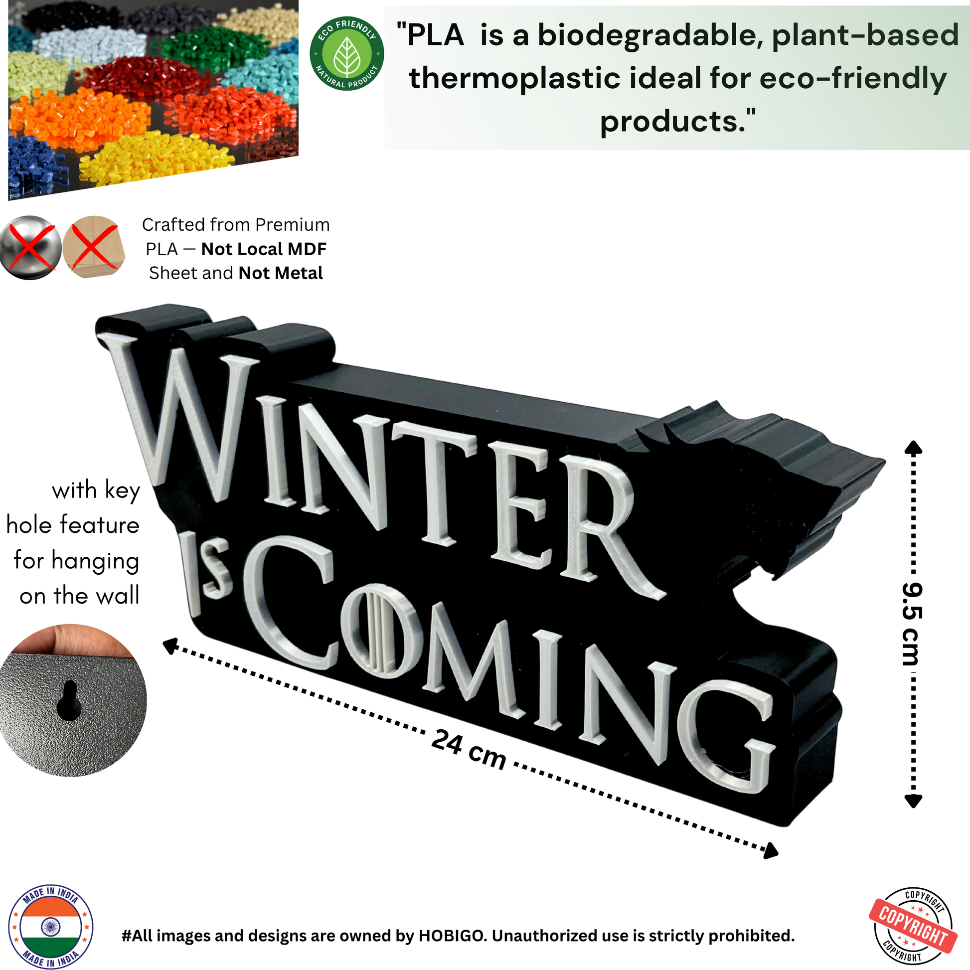 GOT THEME WINTER IS COMING TABLETOP, HOME DECOR, WALL HANGING, PLASTIC & DURABLE TABLETOP