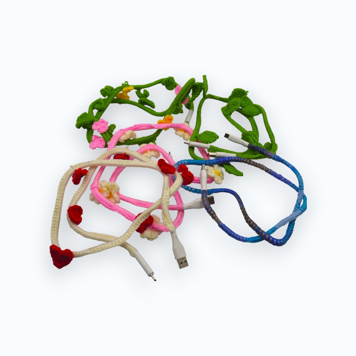 HANDMADE FLOWER BALE CROCHET POWER CABLE, USB TO TYPE C SMARTPHONE CABLE