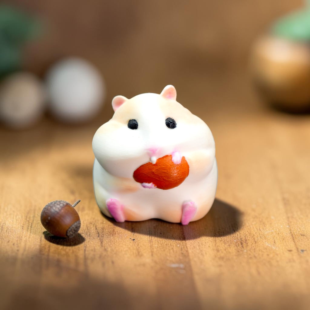 Kawaii Chubby Hamster Mini – Super Cute Desk Decor | Snack Lover Hamster Figurine