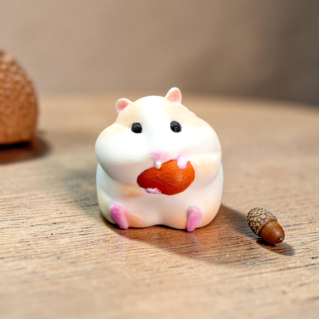 Kawaii Chubby Hamster Mini – Super Cute Desk Decor | Snack Lover Hamster Figurine
