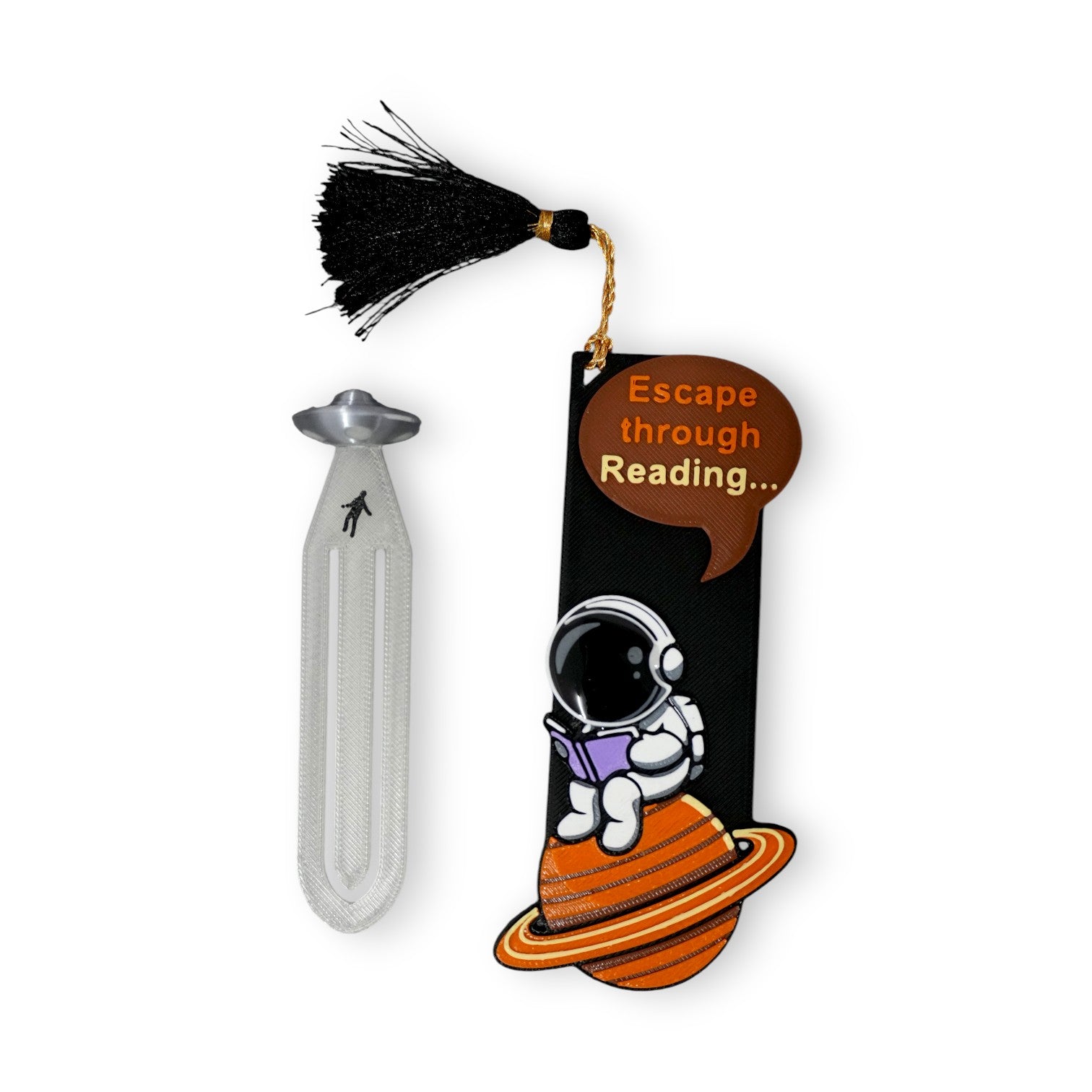 HOBIGO 3D Printed Astronaut Bookmark with Tassel | Space Theme | Premium Book Marker for Readers