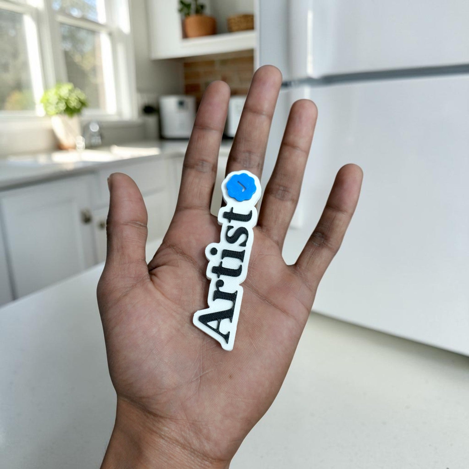 Modern Artist Fridge Magnet with Blue Checkmark Design