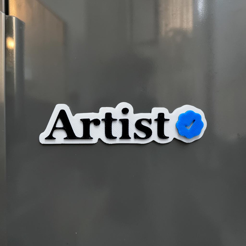 Modern Artist Fridge Magnet with Blue Checkmark Design