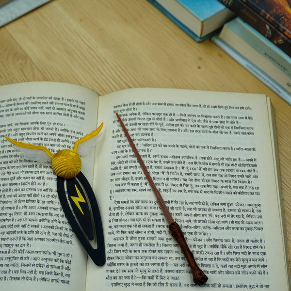 Magic Theme Funky P02 Bookmark, Plastic Bookmark, Golden Orb & Magic Wand