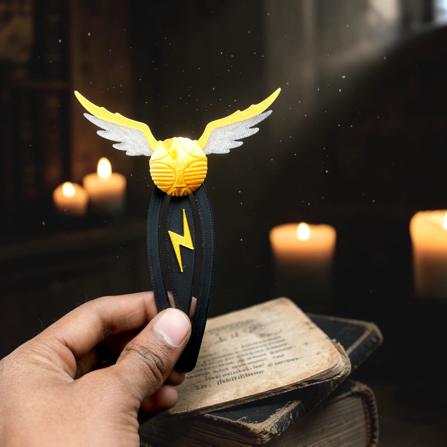 Magic Theme Funky P02 Bookmark, Plastic Bookmark, Golden Orb & Magic Wand