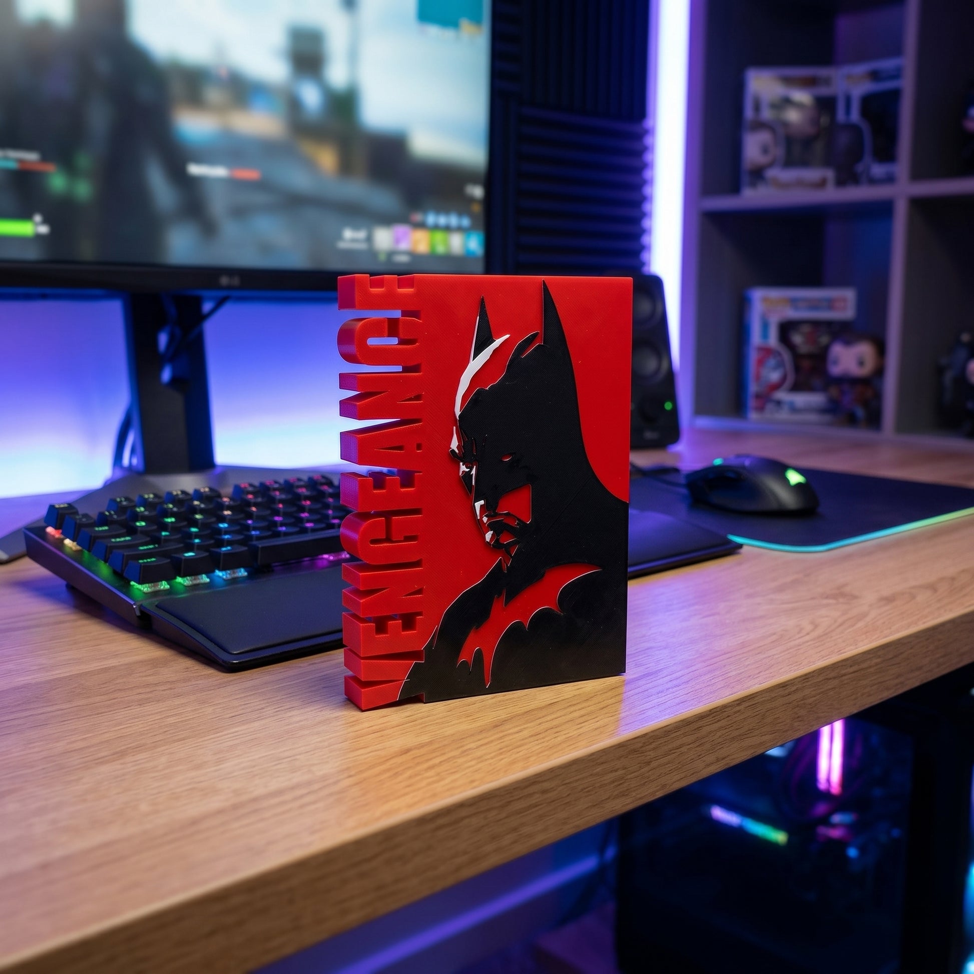 The Betman Dark Knight Inspired 3D Tabletop for Gaming and Desk Setups