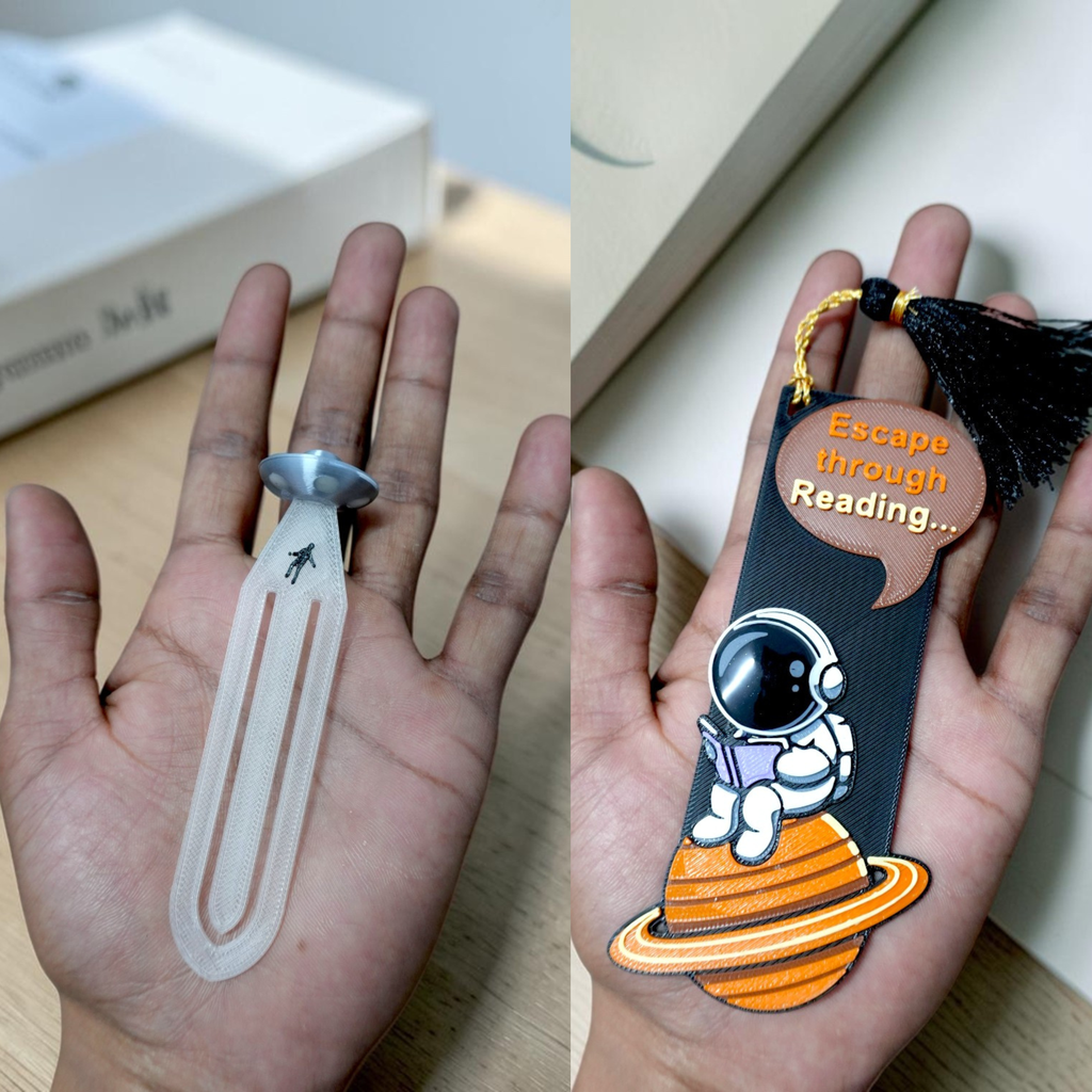 HOBIGO 3D Printed Astronaut Bookmark with Tassel | Space Theme | Premium Book Marker for Readers
