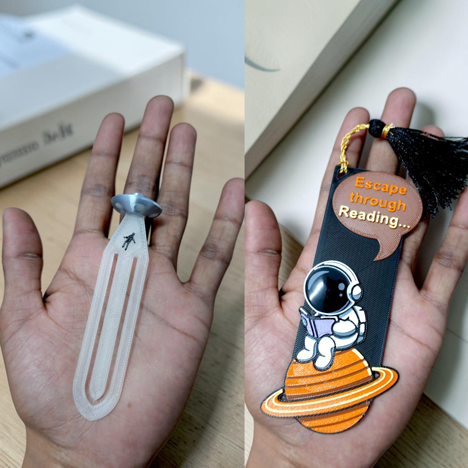 HOBIGO 3D Printed Astronaut Bookmark with Tassel | Space Theme | Premium Book Marker for Readers