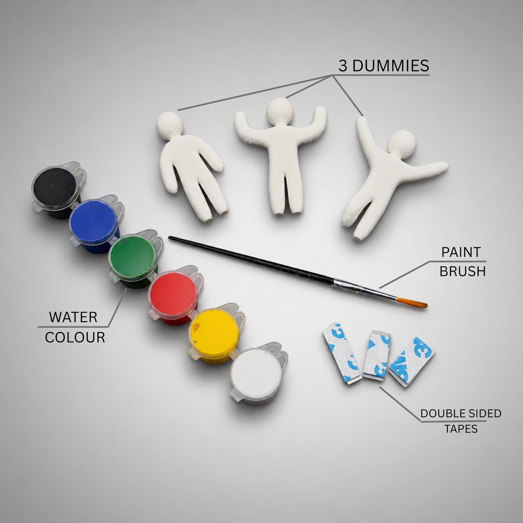 Meccha Chameleon DIY Dummy Painting Kit | 3 Blank Figures Combo | Paint & Decor Craft Set