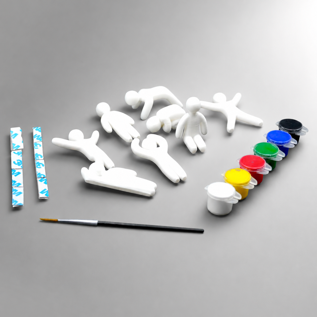Meccha Chameleon DIY Dummy Painting Kit | 8 Blank Figures Combo | Paint, Brush & Adhesive Included | Kids Art & Craft DIY Set