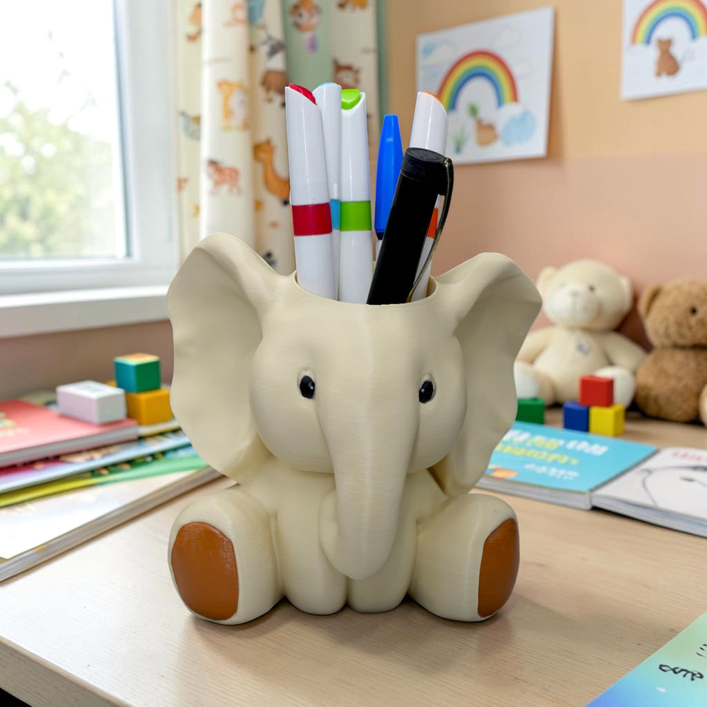 HOBIGO Baby Elephant Pencil Stand | Cute Stationery Holder for Study Table