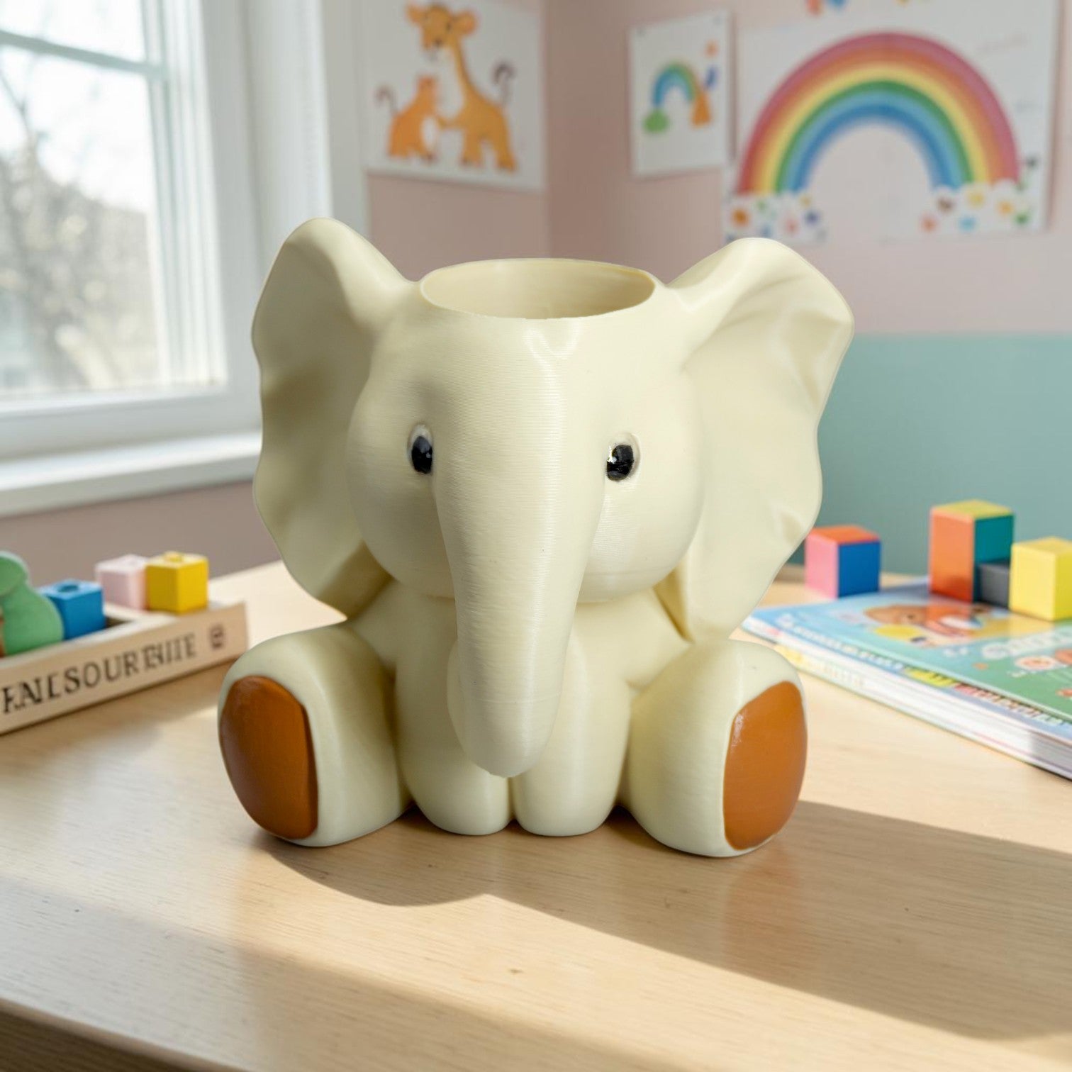 HOBIGO Baby Elephant Pencil Stand | Cute Stationery Holder for Study Table