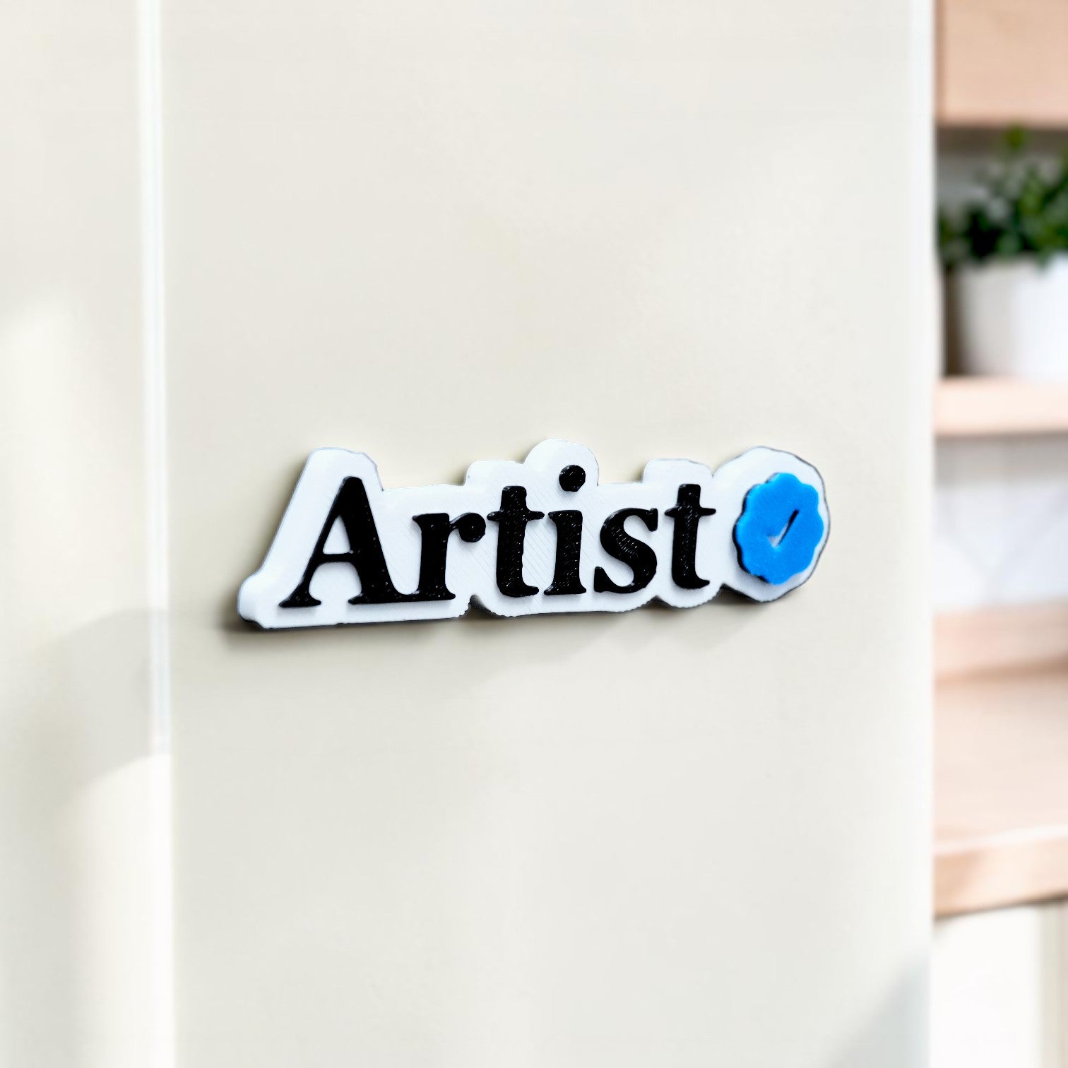 Modern Artist Fridge Magnet with Blue Checkmark Design