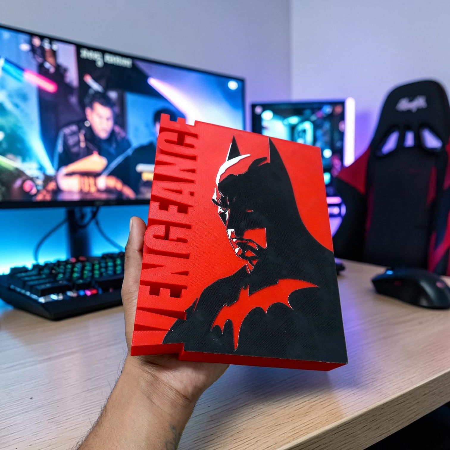 The Betman Dark Knight Inspired 3D Tabletop for Gaming and Desk Setups