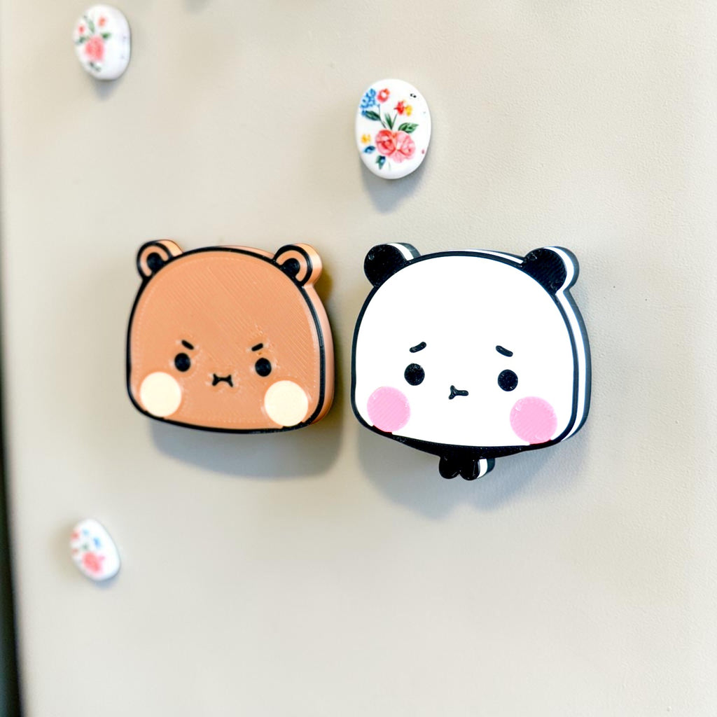 Bubu & Dudu Cute Fridge Magnets Set – Kawaii Cartoon Bear Magnetic Decor for Home & Kitchen