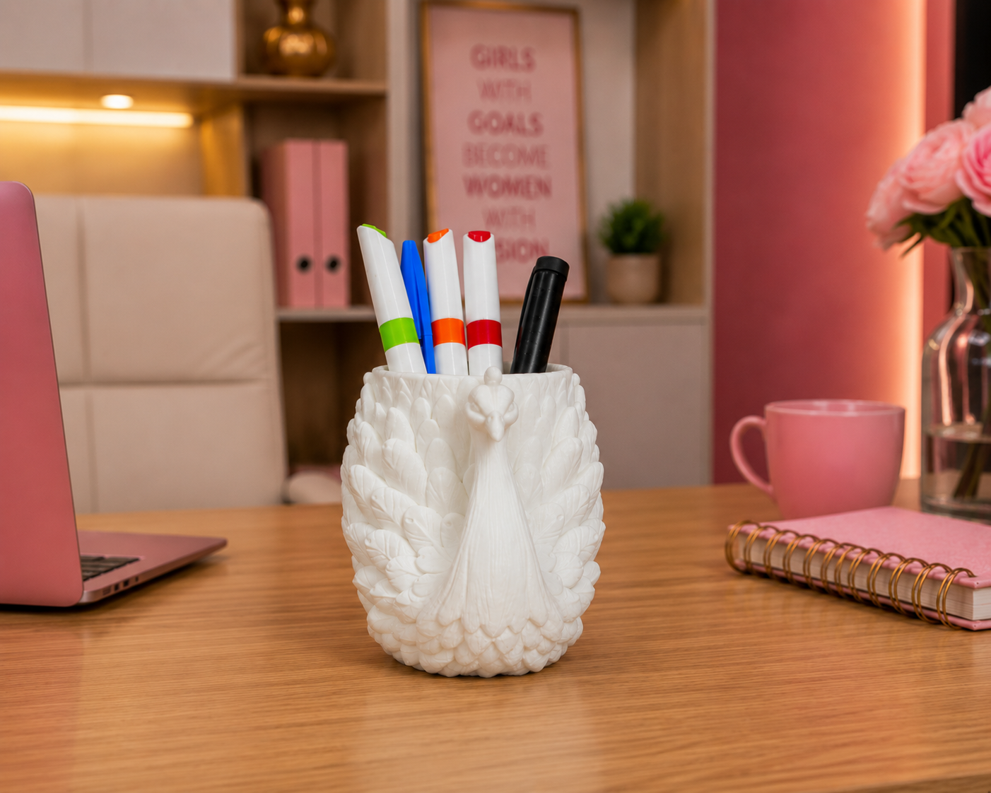 HOBIGO Peacock Pen Holder | Unique Gift for Students & Professionals