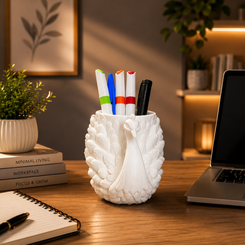 HOBIGO Peacock Pen Holder | Unique Gift for Students & Professionals