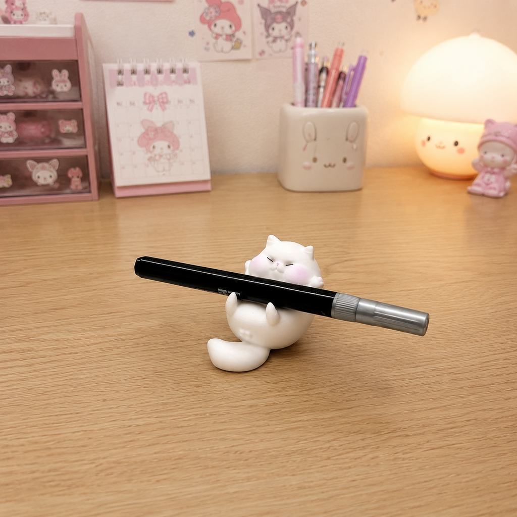 Cute Chubby lazy kitty. single pen penstand.