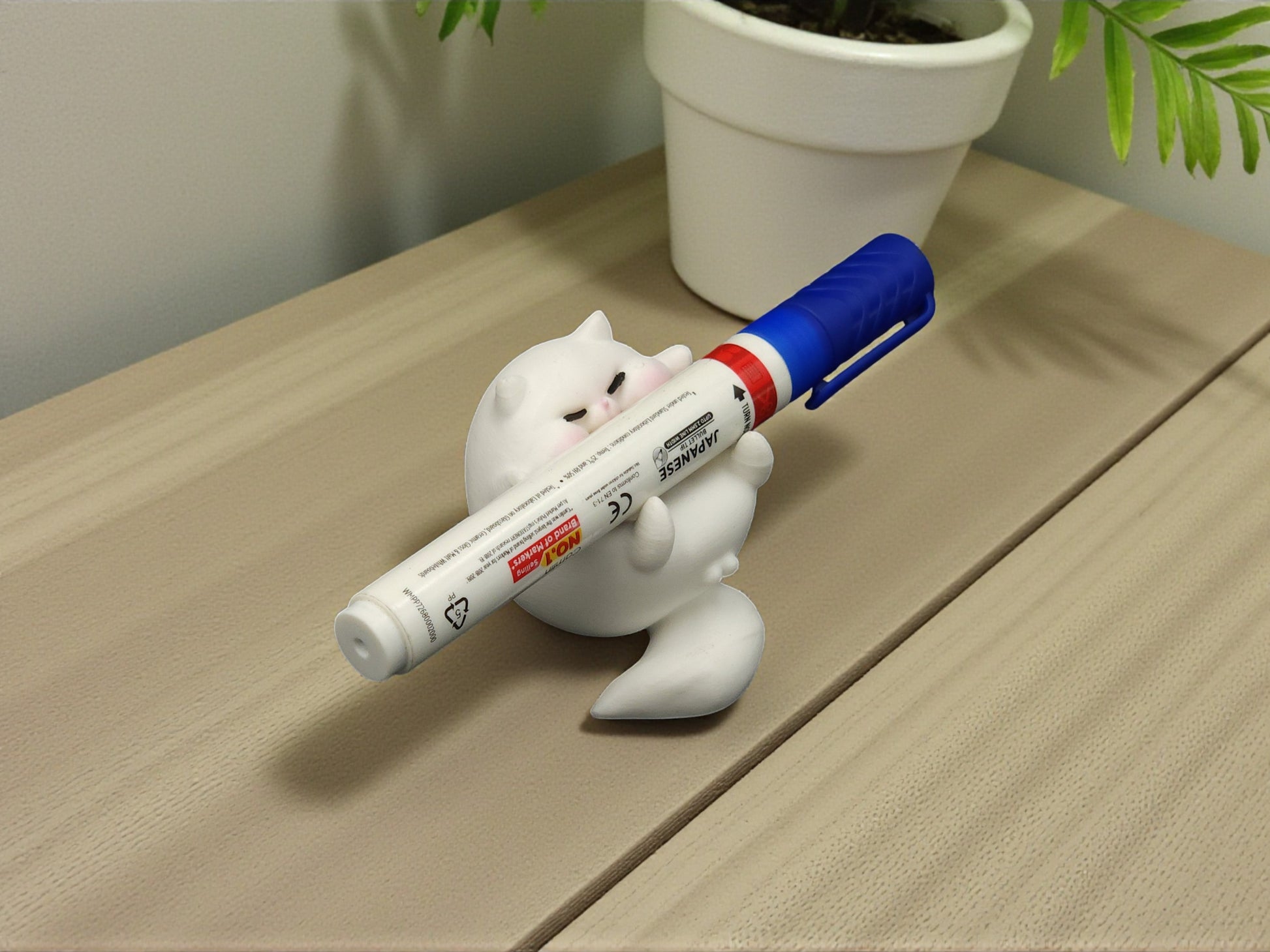 Chubby lazy cat penstand, Plastic single pen penstand, Cute Gifting Idea