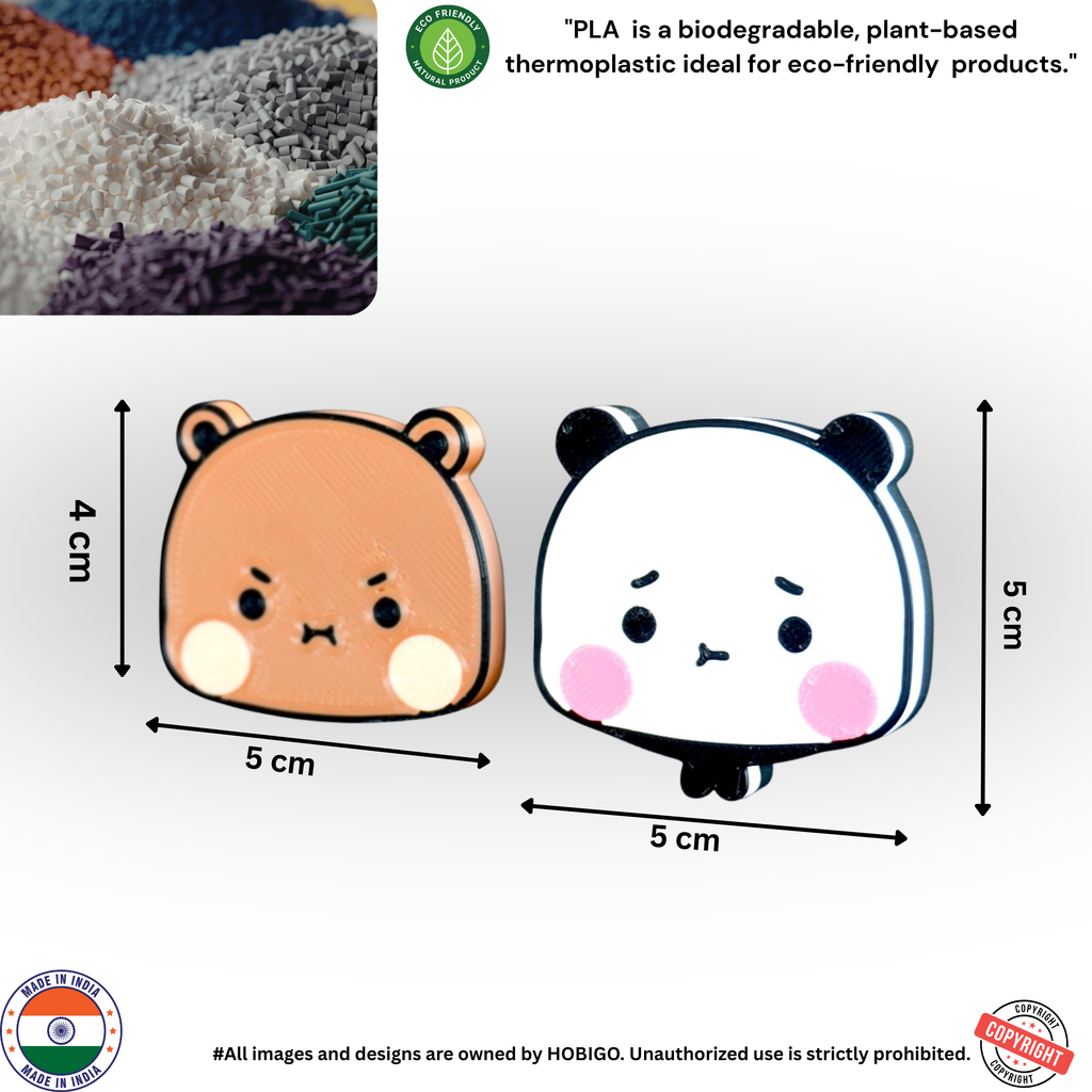 Bubu & Dudu Cute Fridge Magnets Set – Kawaii Cartoon Bear Magnetic Decor for Home & Kitchen