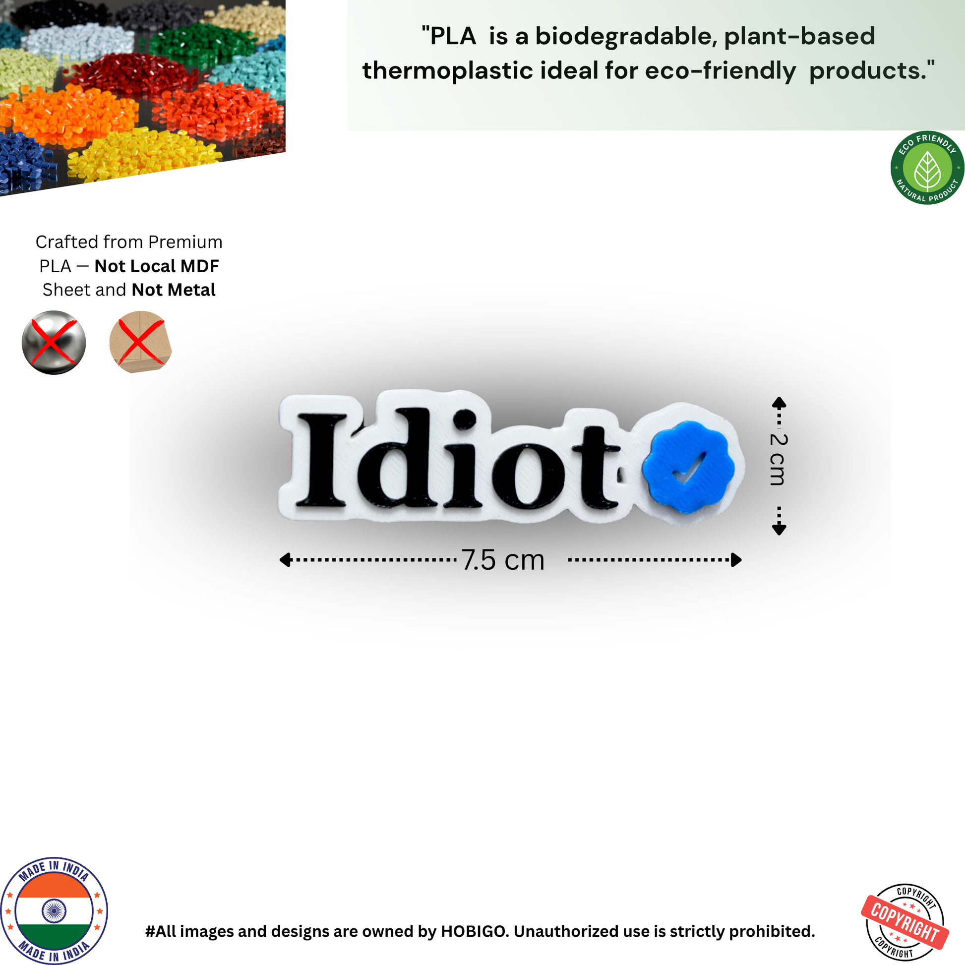 Verified Idiot 3D Printed Fridge Magnet | Funny Kitchen Decor Gift