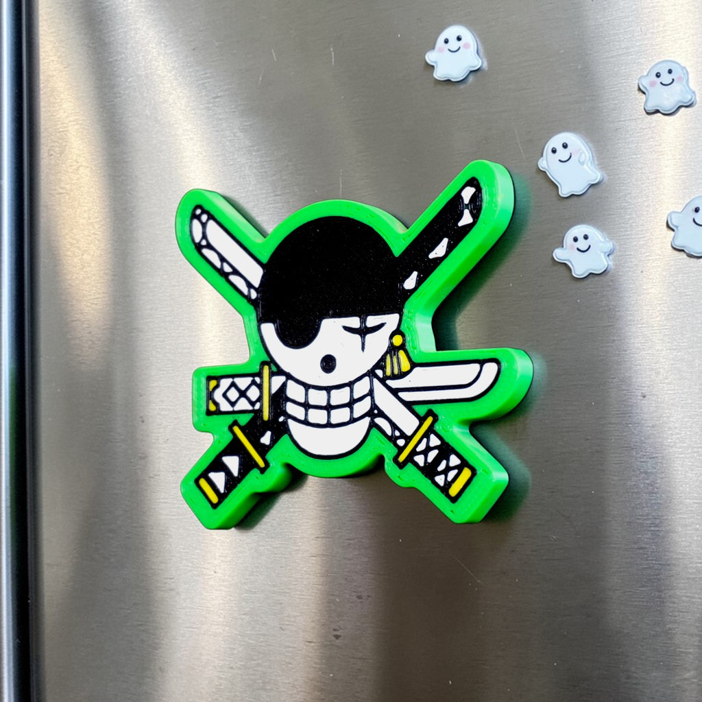 ONE PIECE THEME LUFFY GREEN FRIDGE MAGNET. ANIME COLLECTIBLES