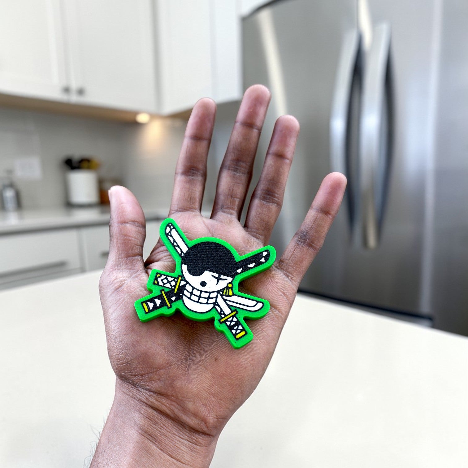 ONE PIECE THEME LUFFY GREEN FRIDGE MAGNET. ANIME COLLECTIBLES