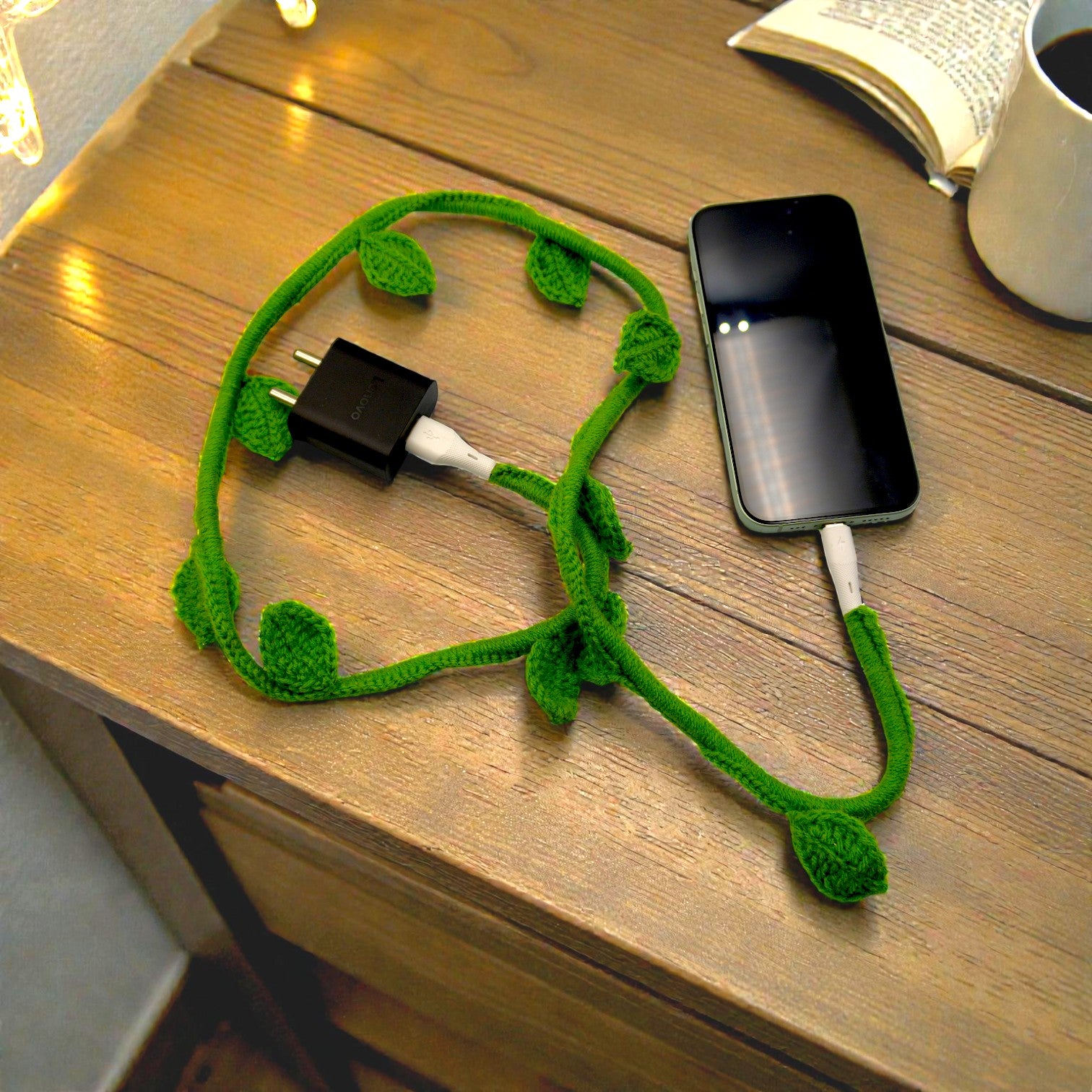 HANDMADE FLOWER BALE CROCHET POWER CABLE, USB TO TYPE C SMARTPHONE CABLE