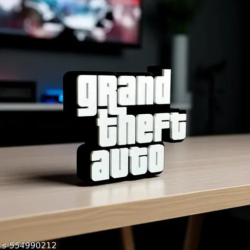 3D GTA Game Theme Logo Table Top | Grand Theft Auto Inspired Desk Showpiece